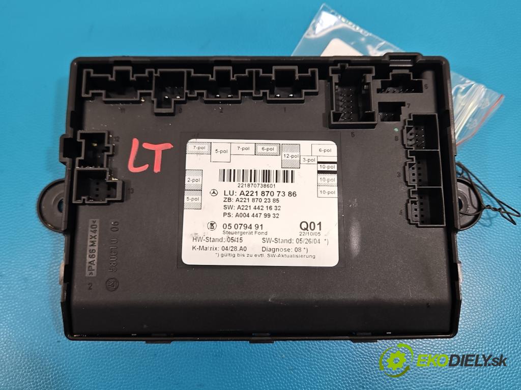 Mercedes S W221 2005-2013 3.5 V6 272 HP automatic 200 kW 3498 cm3 4- riadiaca jednotka ostatné A2218707386