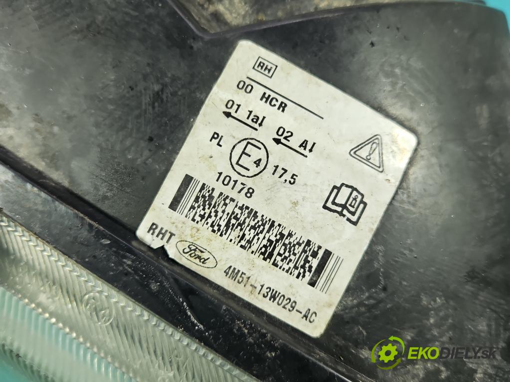 Ford Focus Mk2 2004-2011 1.6 16V 101 HP manual 74 kW 1596 cm3 5- Reflektor: pravý 4M51-13W029-AC (Svetlo predné pravé)