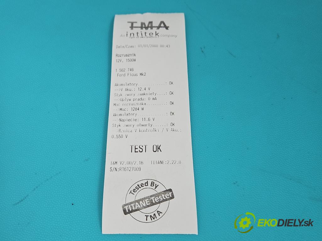 Ford Focus Mk2 2004-2011 1.6 16V 101 HP manual 74 kW 1596 cm3 5- štartér 0001107417 (Štartér)