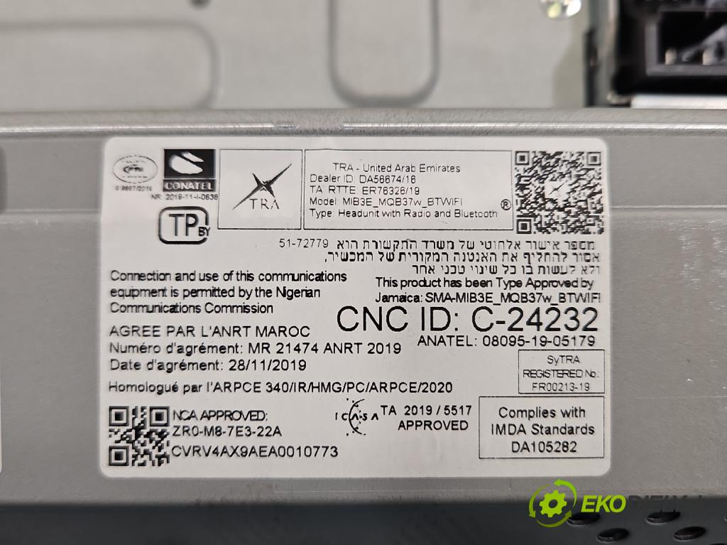 Skoda Octavia IV 2019- 2.0 TDI 116 HP manual 85 kW 1968 cm3 5- Radio originál 5E3035869A