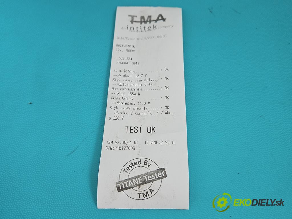 Hyundai Getz 1.5 crdi 82 HP manual 60 kW 1493 cm3 5- štartér 36100-27510 (Štartér)