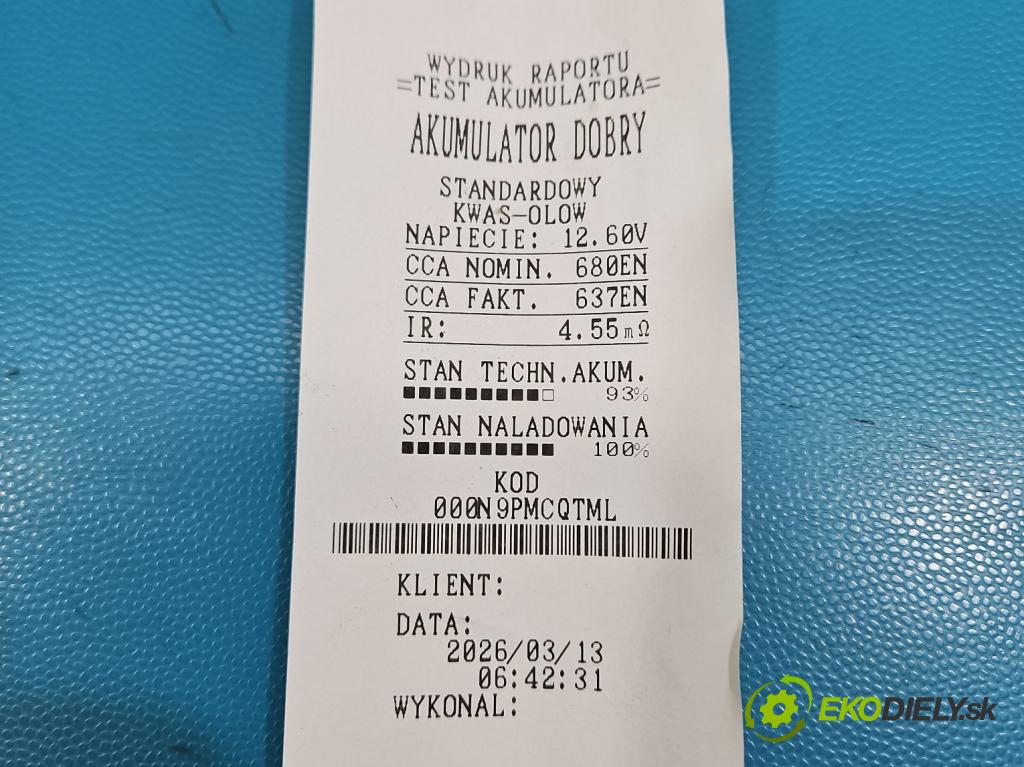 Dacia Dokker 2012- 1.6 16V 102 HP manual 75 kW 1598 cm3 5- Akumulator automobilovy