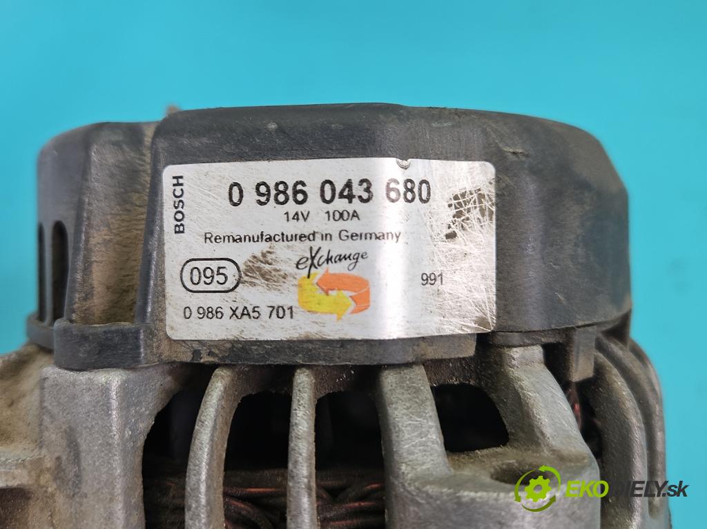 Opel Vectra B 1995-2002 1.6 16V 101 HP manual 74 kW 1598 cm3 5- Alternator 0986043680 (Alternátor)