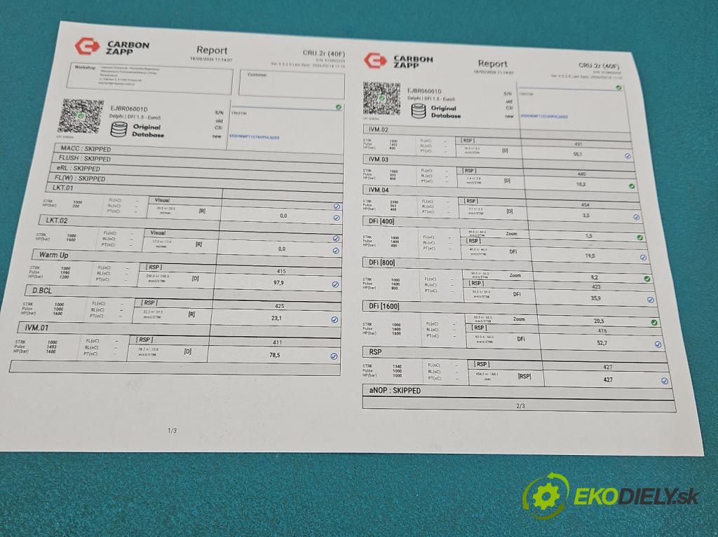 Citroen C5 II 2008-2017 2.0 hdi 136hp manual 100 kW 1997 cm3 4- vstřikovač EJBR06001D (Vstřikovač paliva)