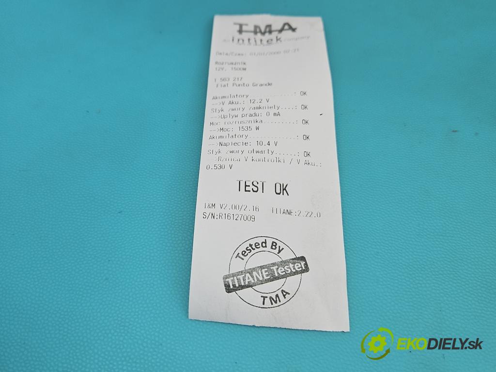 Fiat Punto Grande 1.4 8V 77 HP manual 57 kW 1368 cm3 5- štartér  (Štartér)