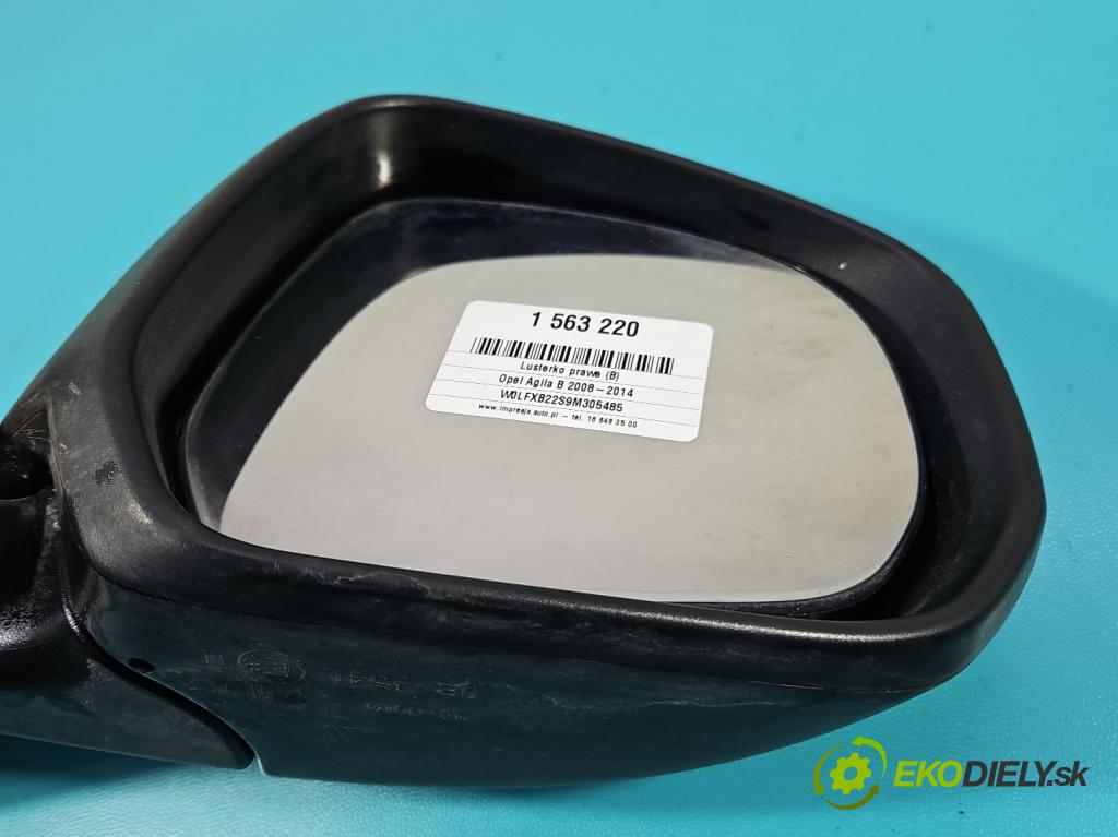 Opel Agila B 2008-2014 1.0 12V 65 HP manual 48 kW 996 cm3 5- zrkadlo pravé  (Kľučka dverí ostatné)