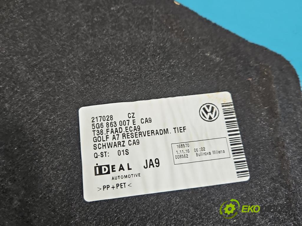 Vw Golf VII 2012-2020 1.2 TSI 86 hp manual 63 kW 1197 cm3 5- koberec do auta kufra: 5G6863007E