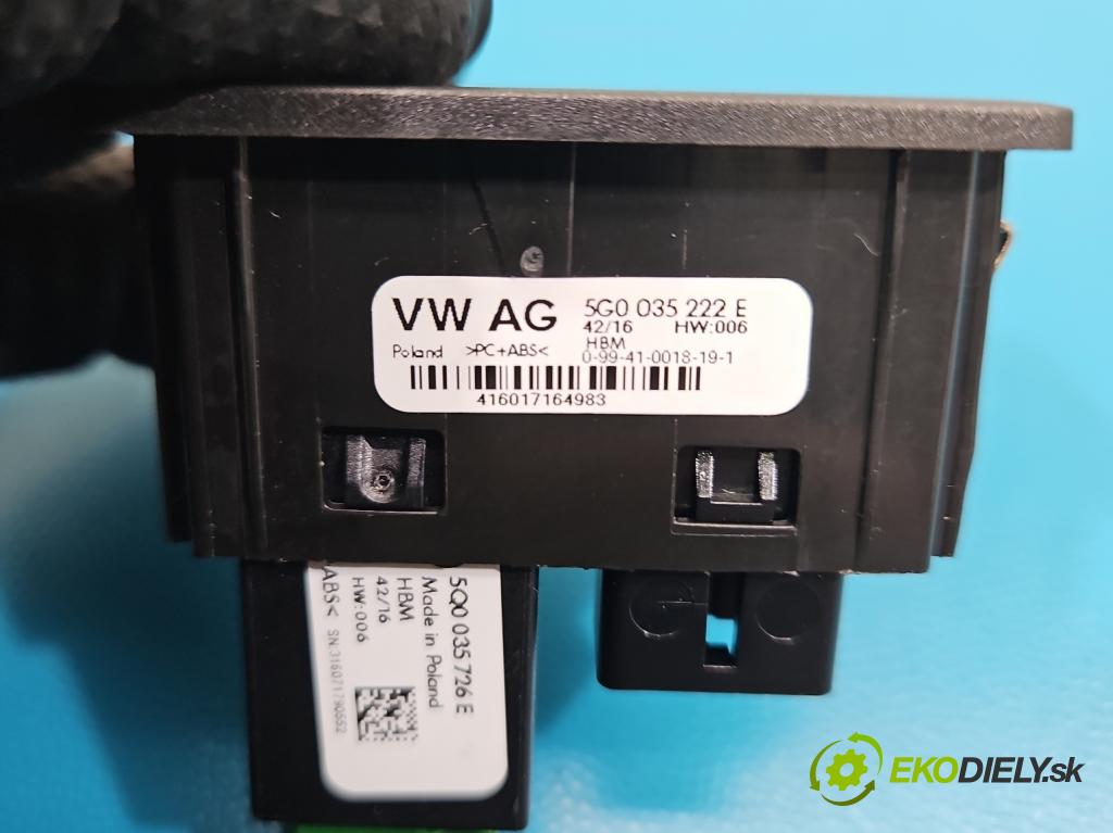 Vw Golf VII 2012-2020 1.2 TSI 86 HP manual 63 kW 1197 cm3 5- zásuvka USB 5G0035222E