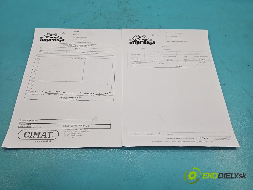 Audi A4 B6 2000-2004 1.9 tdi 131 HP manual 96 kW 1896 cm3 5- turbodúchadlo, turbo repasovaná 717858-5