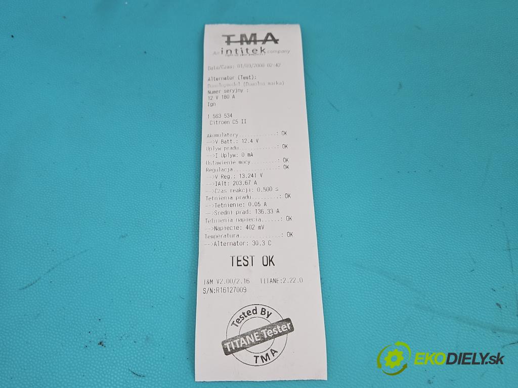 Citroen C5 II 2008-2017 2.0 hdi 136hp manual 100 kW 1997 cm3 4- Alternator 9688085380 (Alternátor)