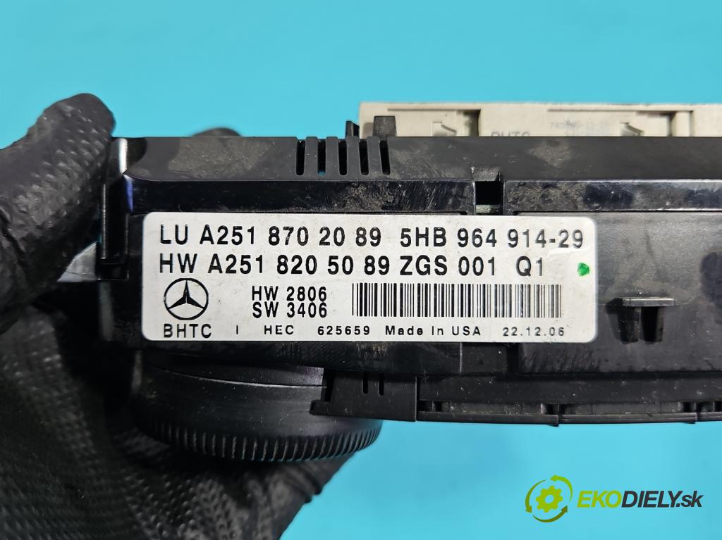 Mercedes ML W164 2005-2011 3.0 CDI V6 224 hp automatic 165 kW 2987 cm3 5- palubní deska panel topení A2518205089