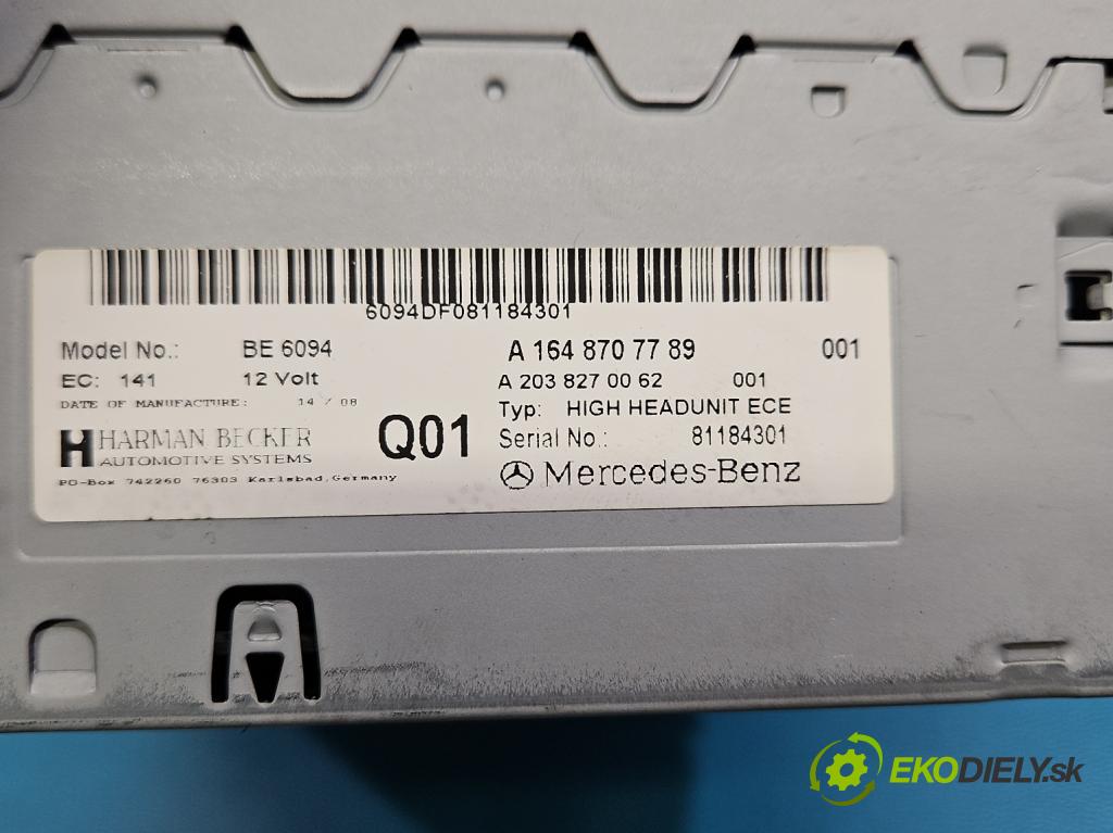 Mercedes ML W164 2005-2011 3.0 CDI V6 224hp automatic 165 kW 2987 cm3 5- Radio originál A1648707789