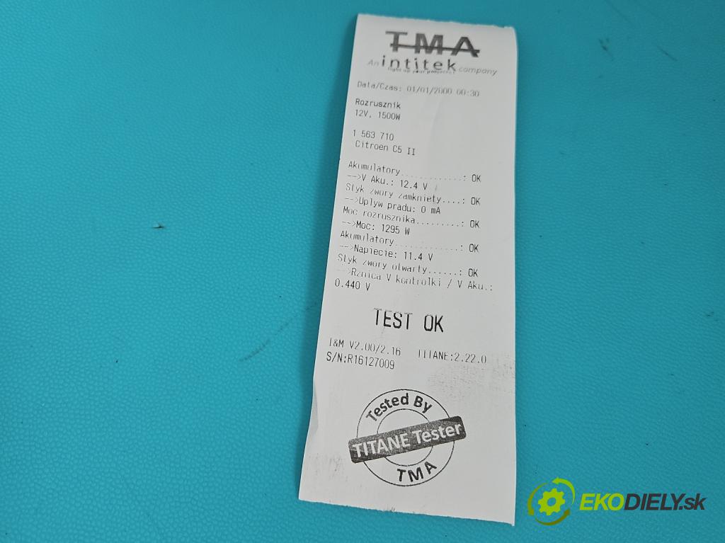 Citroen C5 II 2008-2017 2.0 hdi 136 HP manual 100 kW 1997 cm3 4- štartér  (Štartér)