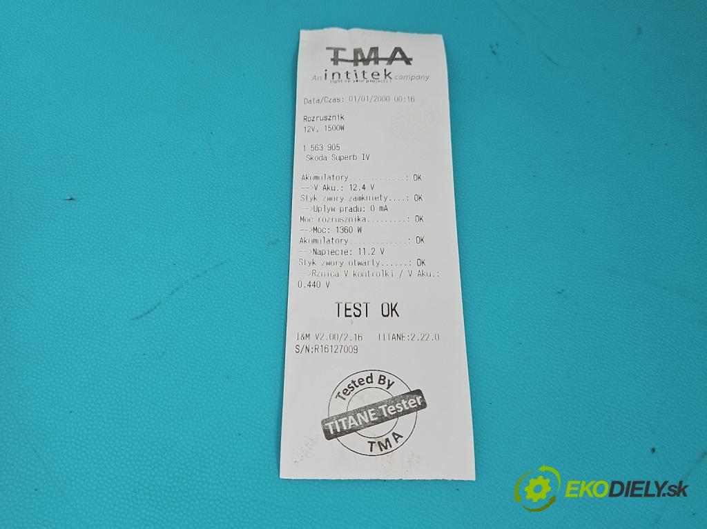 Skoda Superb IV 2023- 2.0 TDI 150 HP automatic 110 kW 1968 cm3 5- štartér 02E911022C (Štartér)