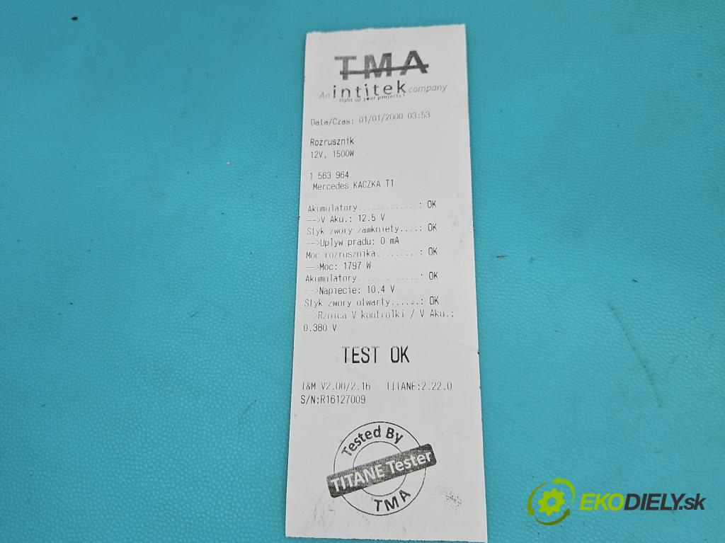 Mercedes KACZKA T1 W601 2.4d 88 HP manual 65 kW 2350 cm3 5- štartér 0001362600 (Štartér)