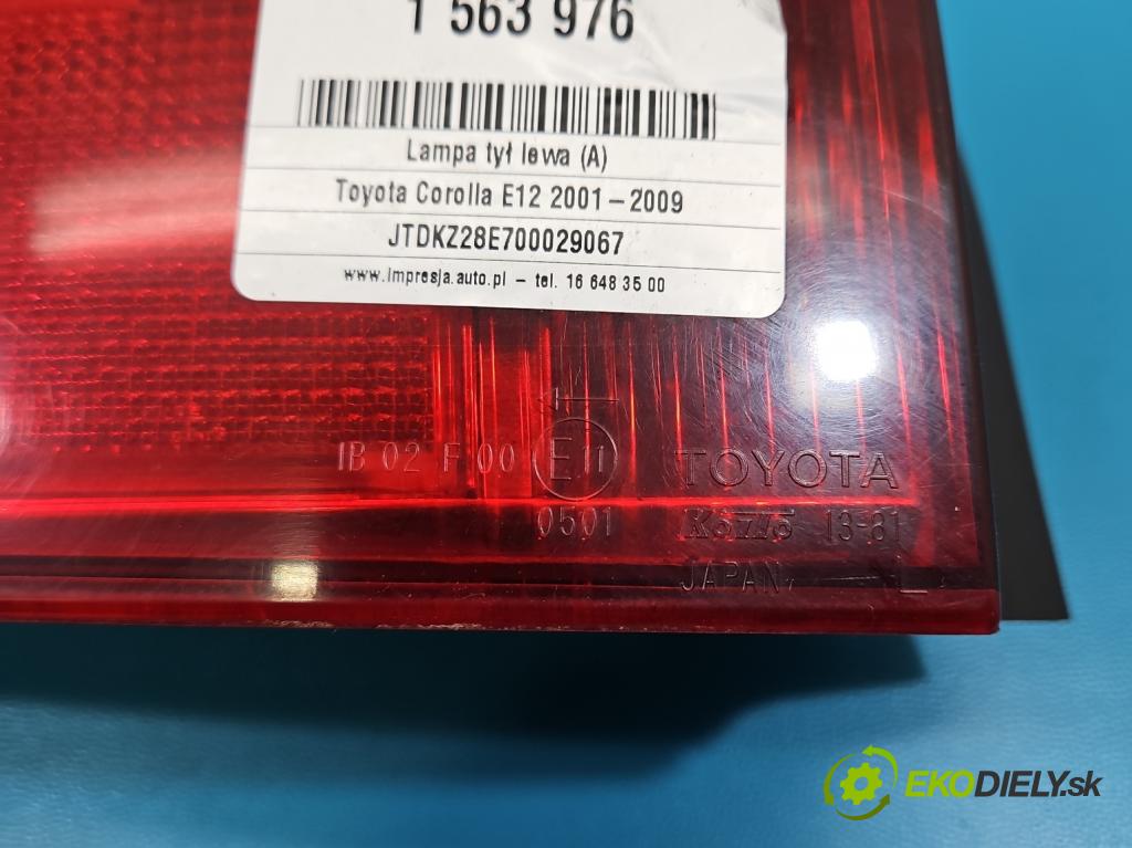 Toyota Corolla E12 2001-2009 1.6 vvti 110 HP manual 81 kW 1598 cm3 5- svetlo / reflektor zadné ľavé  (Kľučka dverí ostatné)