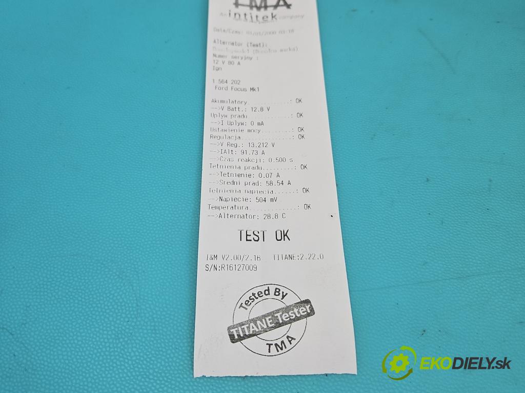 Ford Focus Mk1 1998-2004 1.4 16V 75 hp manual 55 kW 1388 cm3 5- Alternator 98AB10300GK (Alternátor)