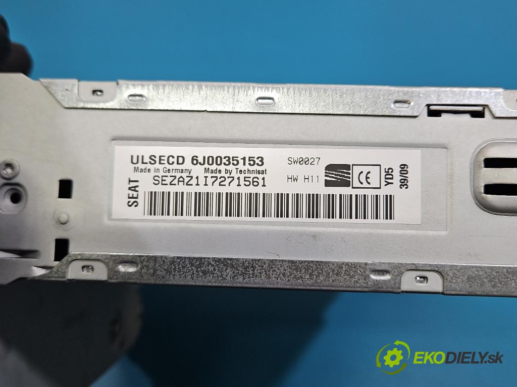 Seat Ibiza IV 6J 2008-2017 1.2 12V 69KM manual 51 kW 1198 cm3 3- Radio továrna: 6J0035153