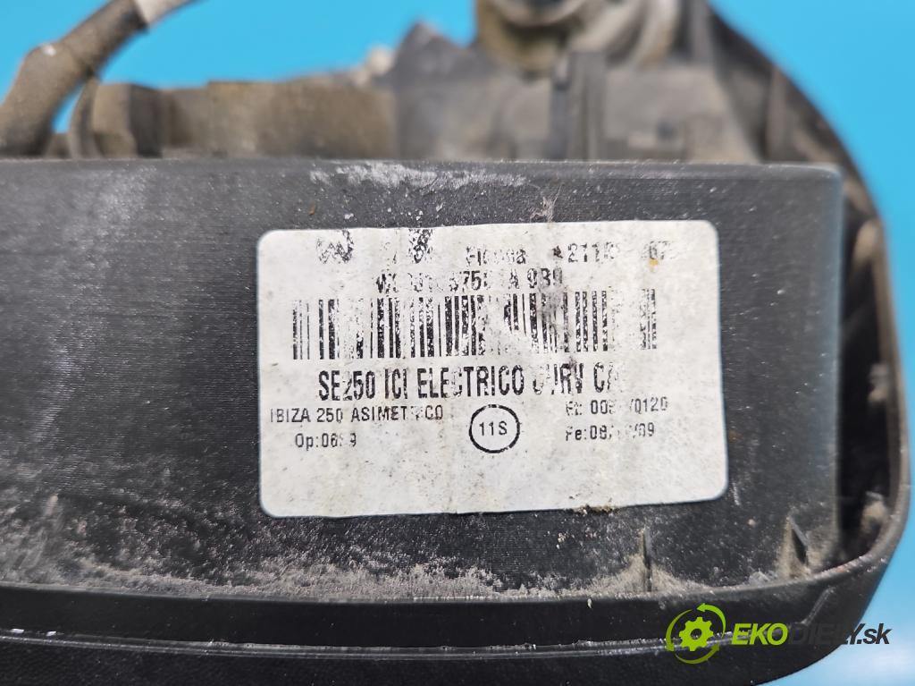 Seat Ibiza IV 6J 2008-2017 1.2 12V 69KM manual 51 kW 1198 cm3 3- zrkadlo ľavé  (Kľučka dverí ostatné)