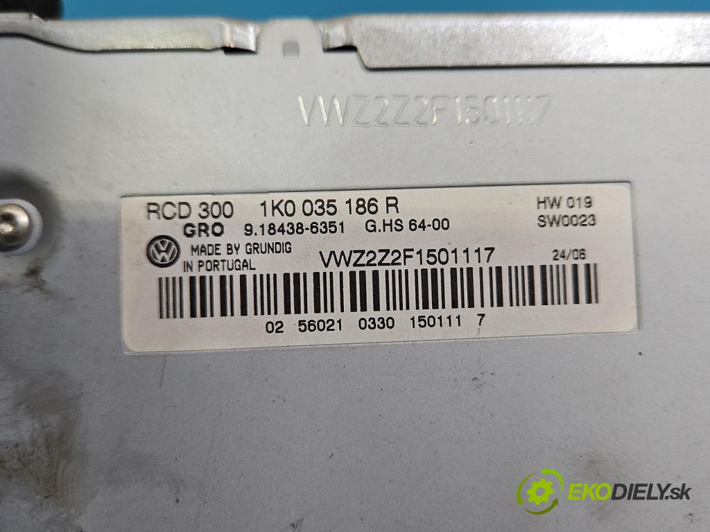 Vw Passat B6 2005-2010 2.0 tdi 140 HP manual 103 kW 1968 cm3 5- Radio originál 1K0035186R