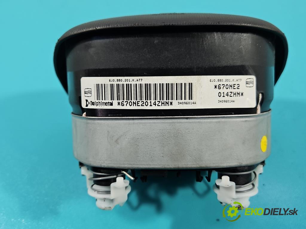 Seat Ibiza IV 6J 2008-2017 1.2 12V 69KM manual 51 kW 1198 cm3 3- Polštář: vzduch: Řidič: 6J0880201K (Airbag)