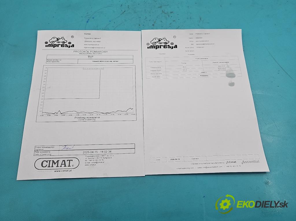 Mercedes ML W164 2005-2011 3.0 CDI V6 224hp automatic 165 kW 2987 cm3 5- turbodúchadlo, turbo repasovaná 757608-1