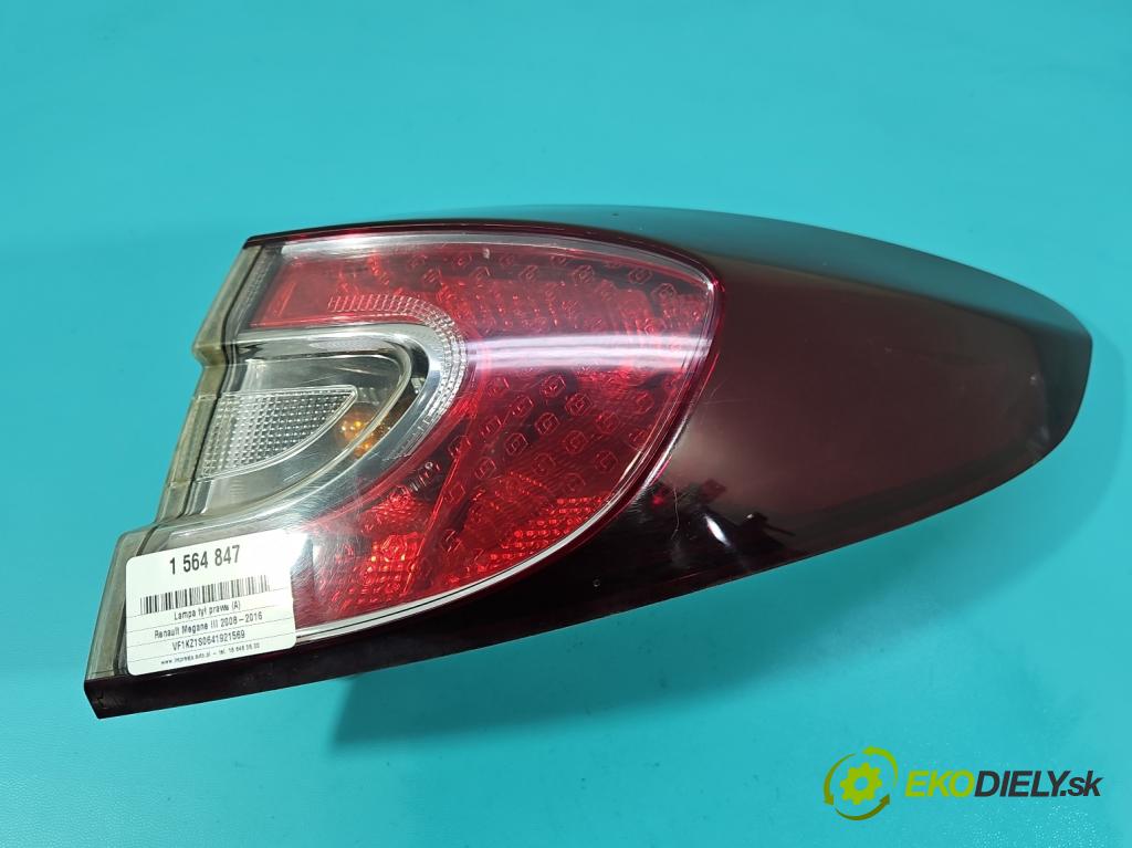 Renault Megane III 2008-2016 1.9 dci 131 HP manual 96 kW 1870 cm3 5- svetlo / reflektor zadné pravé 265500010R (Kľučka dverí ostatné)