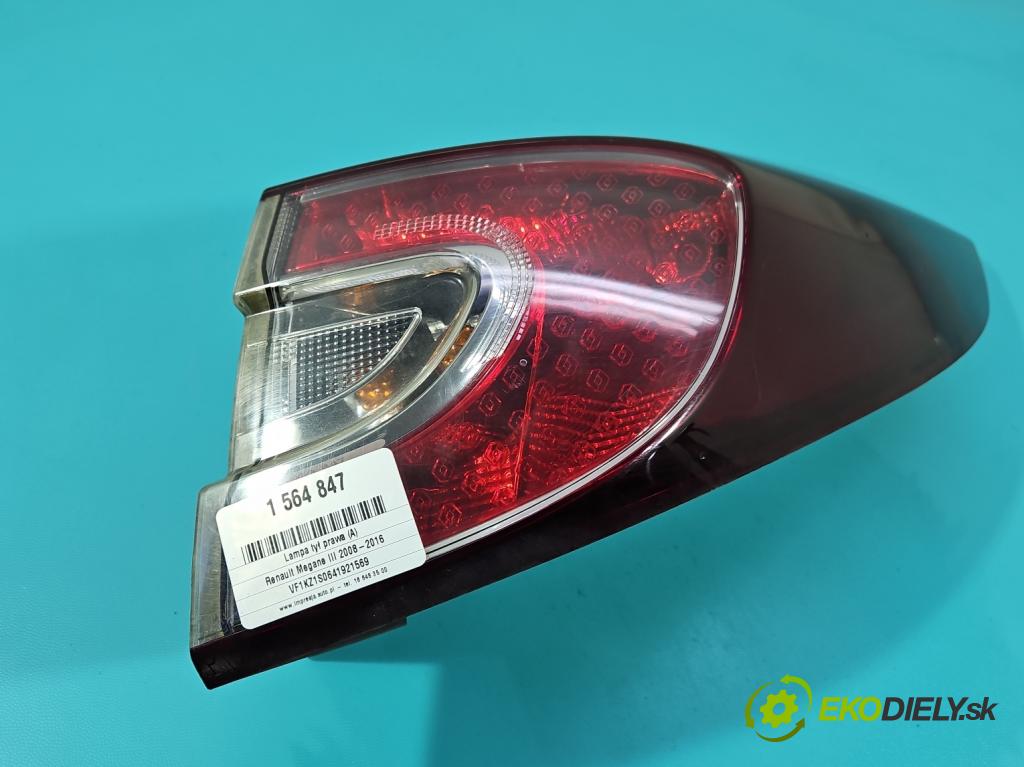 Renault Megane III 2008-2016 1.9 dci 131 HP manual 96 kW 1870 cm3 5- svetlo / reflektor zadné pravé 265500010R (Kľučka dverí ostatné)