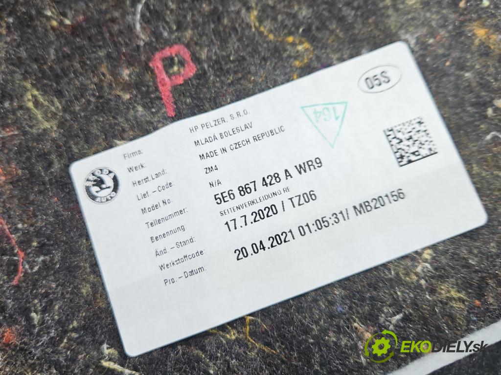 Skoda Octavia IV 2019- 2.0 TDI 116 hp manual 85 kW 1968 cm3 5- Tapacír: kufra: pravé 5E6867428A