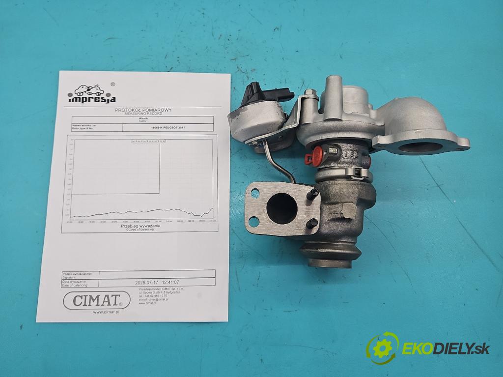 Peugeot 301 1.6 hdi 99 hp manual 73 kW 1560 cm3 4- Turbodmychadlo repasováno 49172-03000