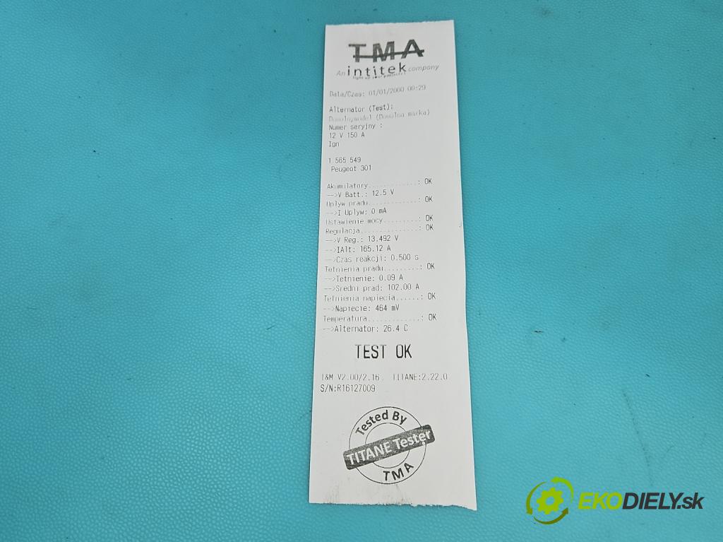 Peugeot 301 1.6 hdi 99 hp manual 73 kW 1560 cm3 4- Alternator 9810525380 (Alternátor)