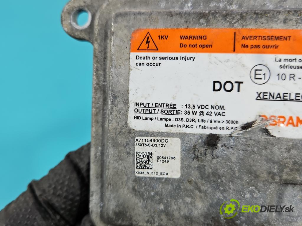 Ford Focus Mk3 2010-2018 1.6 tdci 105 HP manual 77 kW 1560 cm3 5- střídač: xenon A71154400DG (Riadiaca jednotka xenónu)