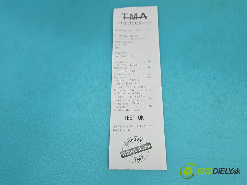 Vw Caddy II 9K 1996-2004 1.9 sdi 64 HP manual 47 kW 1896 cm3 5- Alternator 036903024J (Alternátor)