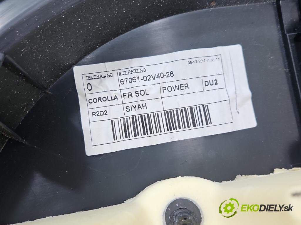 Toyota Corolla E16/E18  2013-2019 1.6 16V 132  HP manual 97 kW 1598 cm3 4- Čalounictví: dvere predné ľavé