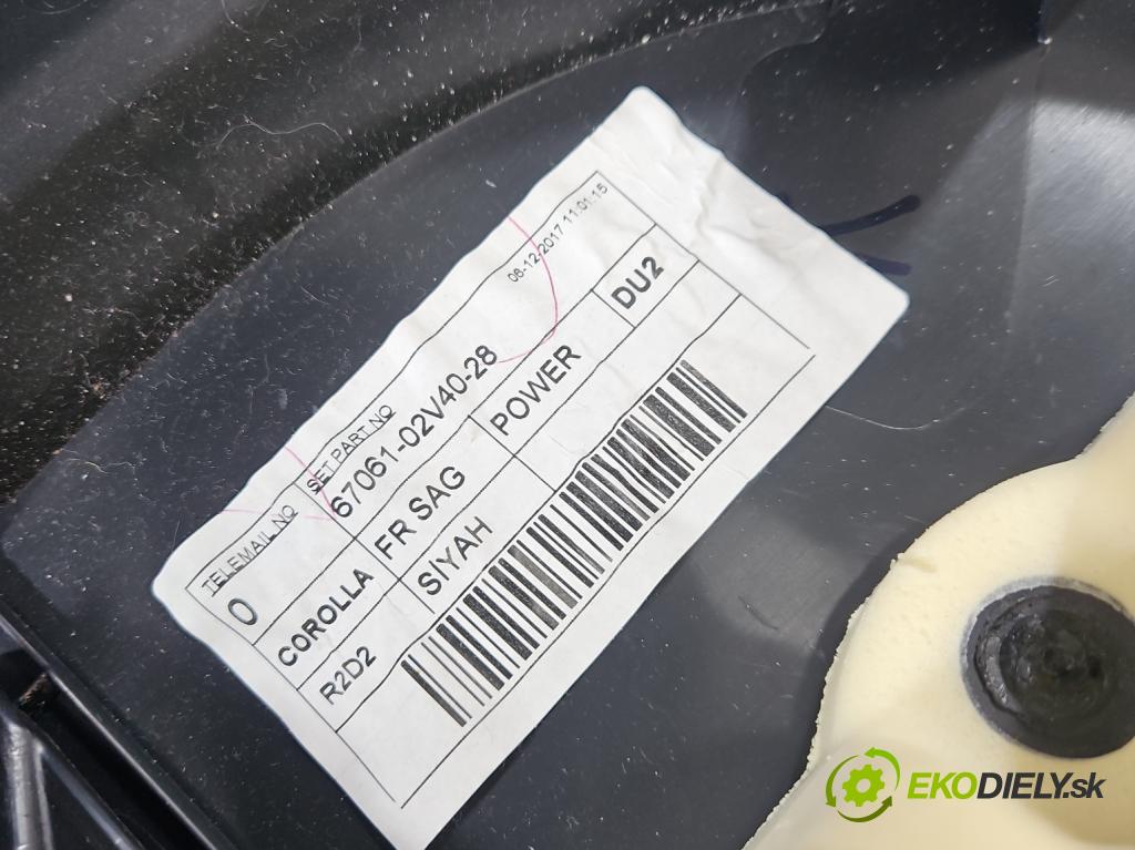 Toyota Corolla E16/E18  2013-2019 1.6 16V 132  HP manual 97 kW 1598 cm3 4- Čalounictví: dvere predné pravé 67061-02V40-28