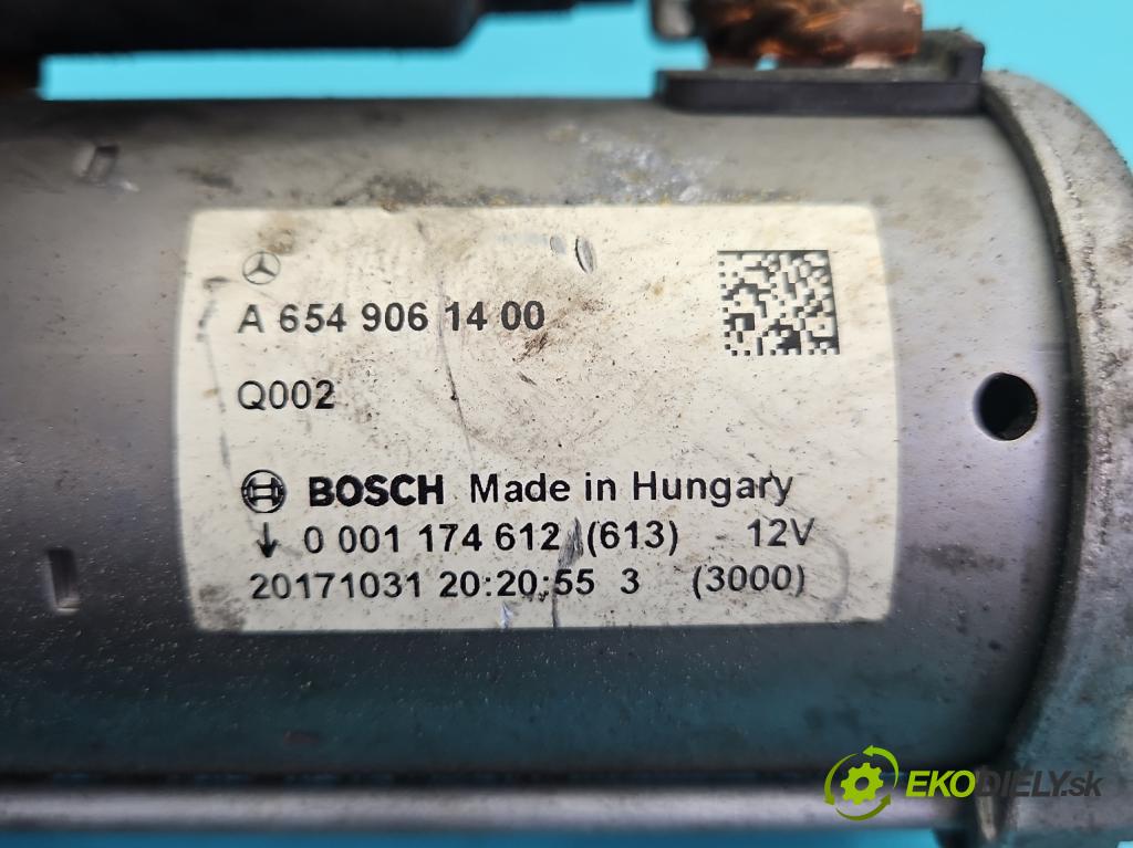 Mercedes E W213 2016-2023 2.0 CDI 194KM: automatic 143 kW 1950 cm3 4- štartér A6549061400 (Štartér)