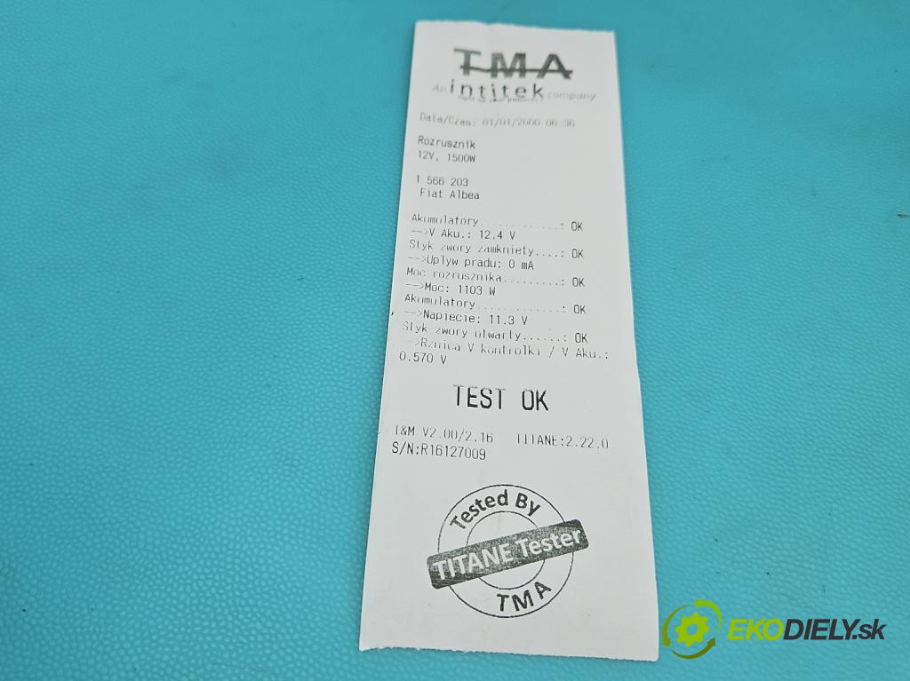 Fiat Albea 1.2 16V 80 hp manual 59 kW 1242 cm3 4- startér: 63103029 (Startér)