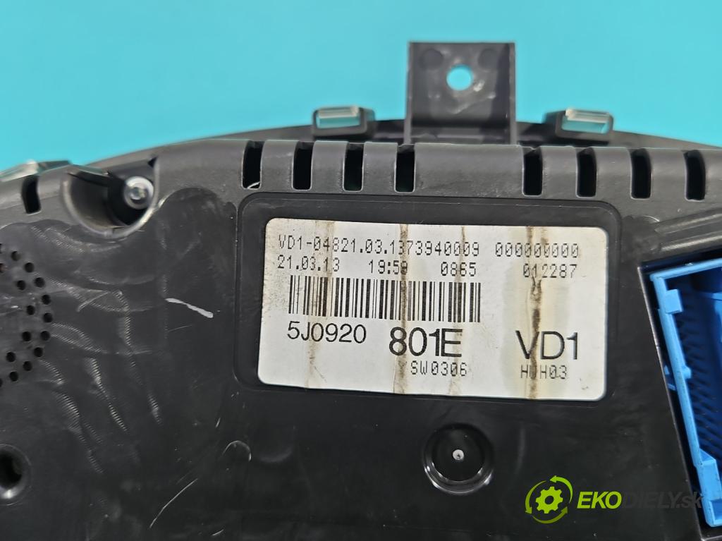 Skoda Roomster 1.4 16V 86 HP manual 63 kW 1390 cm3 5- prístrojovka/ budíky 5J0920801E (Prístrojová doska)