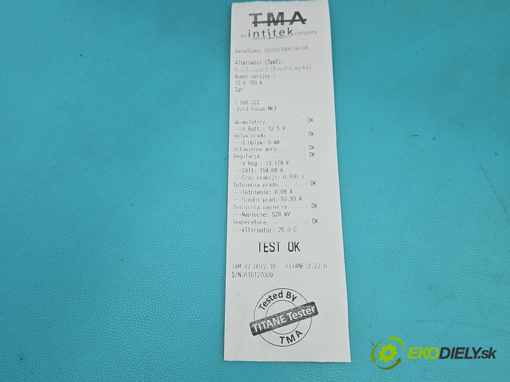 Ford Focus Mk3 2010-2018 1.6 tdci 105 HP manual 77 kW 1560 cm3 5- Alternator AV6N-10300-MD (Alternátor)