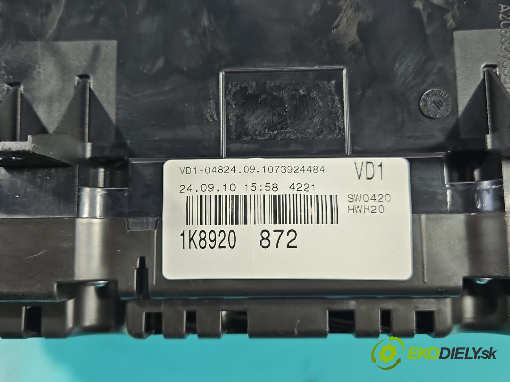 Vw Scirocco II 2008-2017 1.4 TSI 122 hp manual 90 kW 1390 cm3 3- Přístrojová deska 1K8920872 (Přístrojová deska)