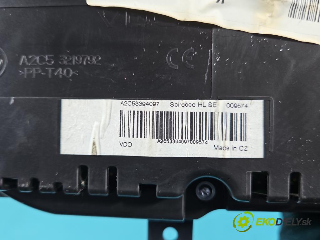 Vw Scirocco II 2008-2017 1.4 TSI 122 hp manual 90 kW 1390 cm3 3- Přístrojová deska 1K8920872 (Přístrojová deska)