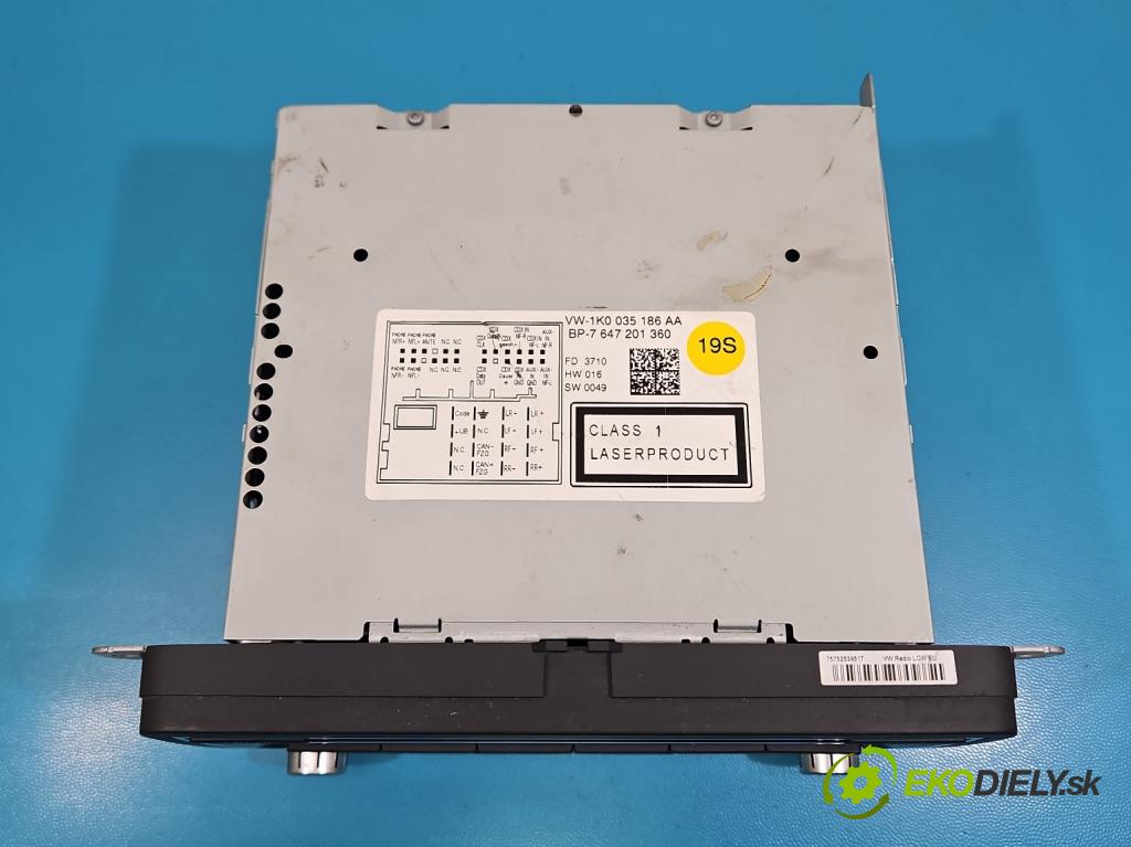 Vw Scirocco II 2008-2017 1.4 TSI 122 HP manual 90 kW 1390 cm3 3- Radio originál 1K0035186AA