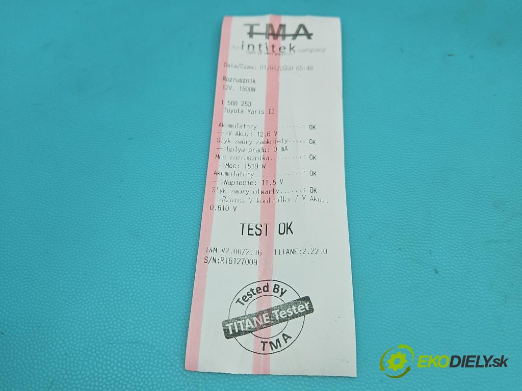 Toyota Yaris II 2005-2011 1.0 vvti 69KM manual 51 kW 998 cm3 3- startér:  (Startér)