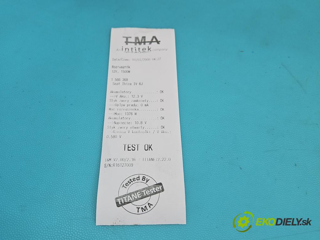 Seat Ibiza IV 6J 2008-2017 1.2 12V 69KM manual 51 kW 1198 cm3 3- startér: D6GS12 (Startér)