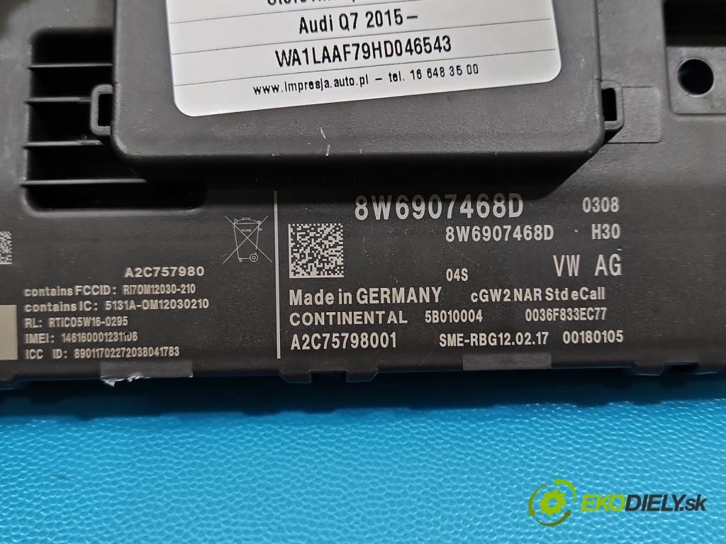 Audi Q7 2015- 3.0 TFSI CRE 333KM: automatic 245 kW 2995 cm3 5- řídící jednotka 8W6907468D