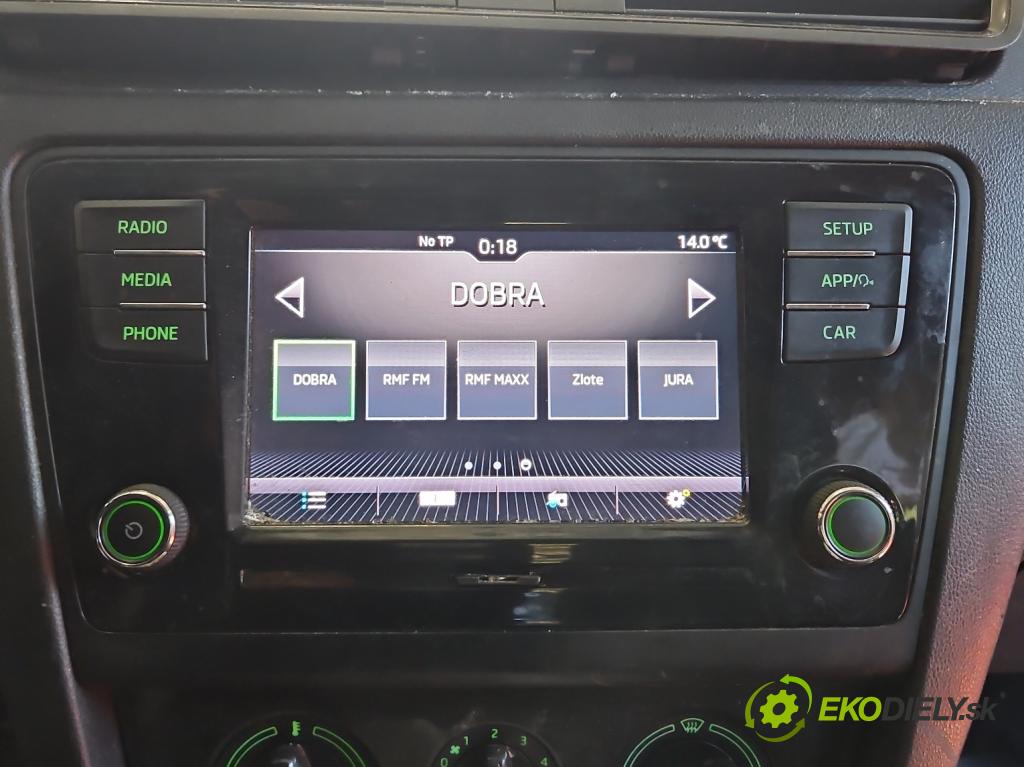 Skoda Rapid 2012-2019 1.4 tdi 90 hp manual 66 kW 1422 cm3 5- Radio továrna: 5JA035871C