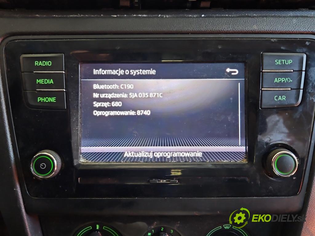 Skoda Rapid 2012-2019 1.4 tdi 90 HP manual 66 kW 1422 cm3 5- Radio originál 5JA035871C