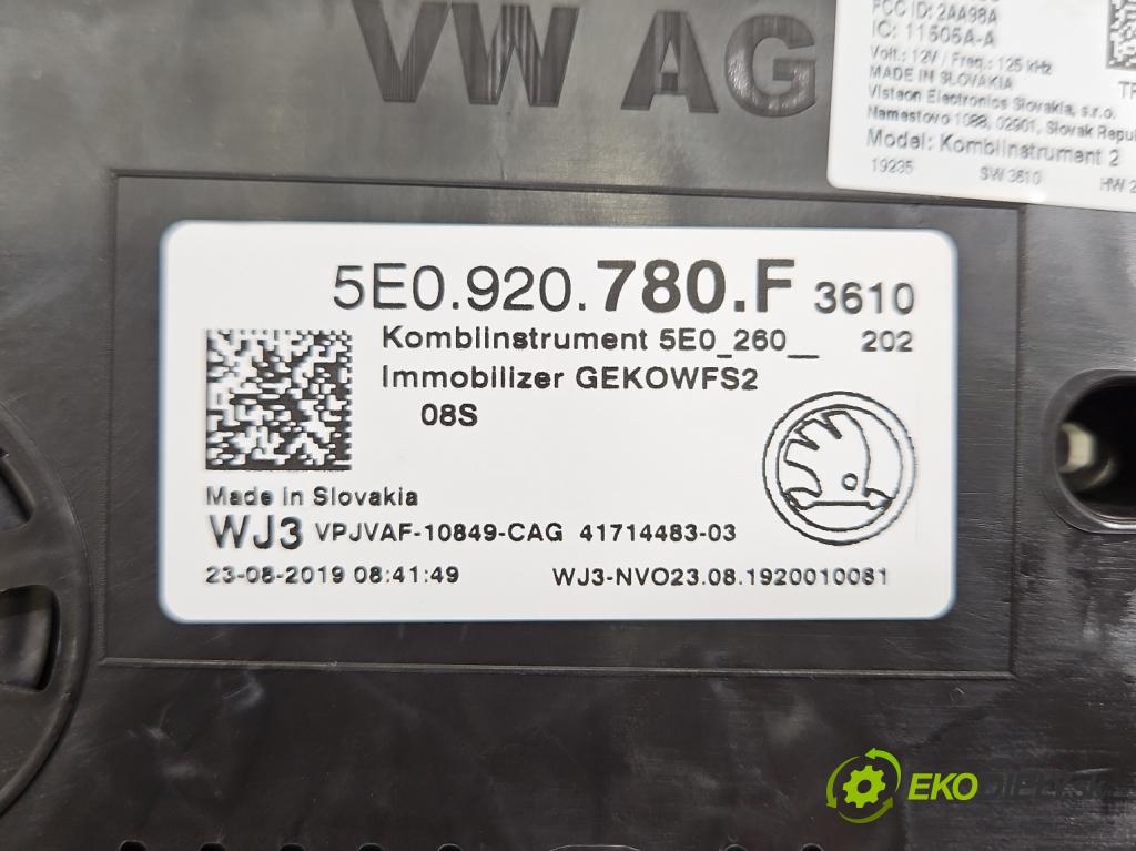 Skoda Octavia III 2013- 1.5 TSI 150 HP manual 110 kW 1498 cm3 5- prístrojovka/ budíky 5E0920780F (Prístrojová doska)