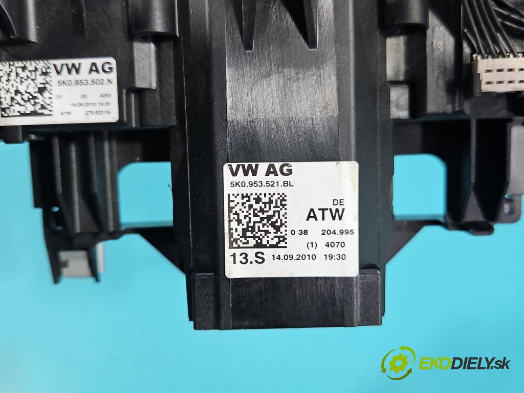 Vw Scirocco II 2008-2017 1.4 TSI 122 HP manual 90 kW 1390 cm3 3- prepínač komplex: 5K0953521BL (Prepínacie páčky pod volantom)