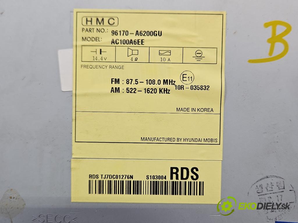 Hyundai I30 II 2012-2016 1.4 16V 100 HP manual 73.2 kW 1396 cm3 5- Radio originál 96170-A6200GU